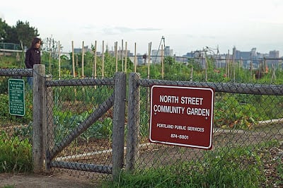 On North Street, near the home