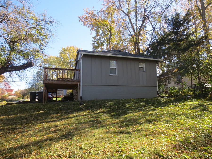 View of the back of the house from back yard. 