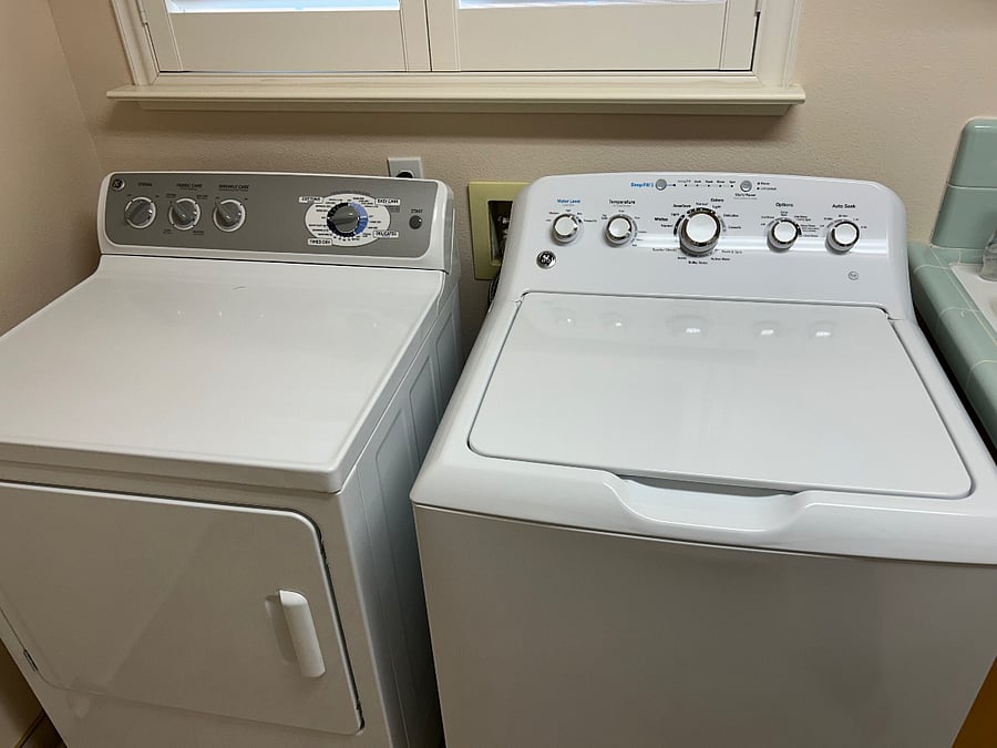 Shared full size washer and dryer.