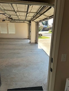 View of garage from laundry room door.