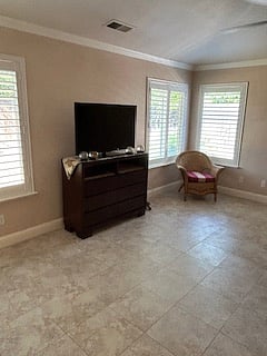 Private sitting room with smart TV.
