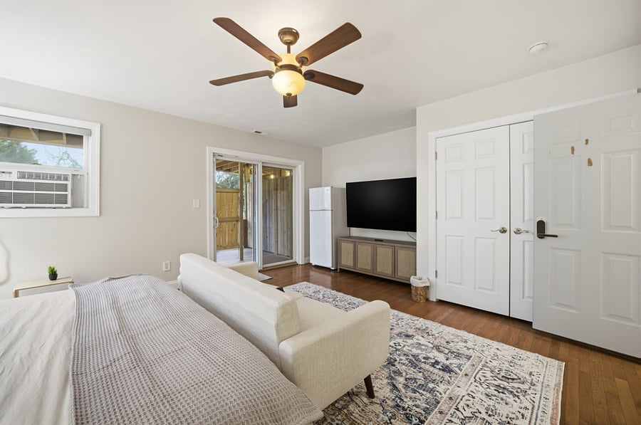 Bedroom with ample storage and closet space