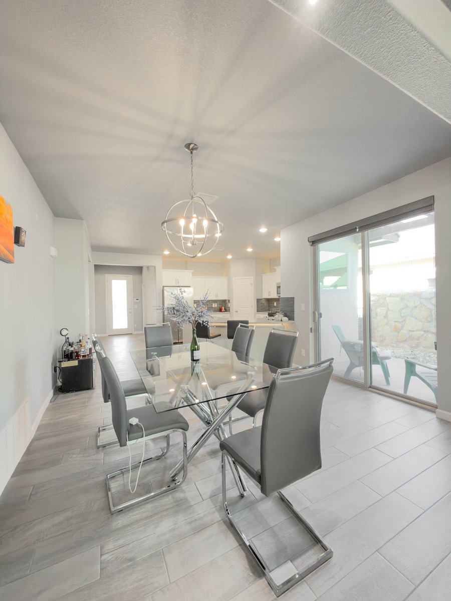 Kitchen and dining table.