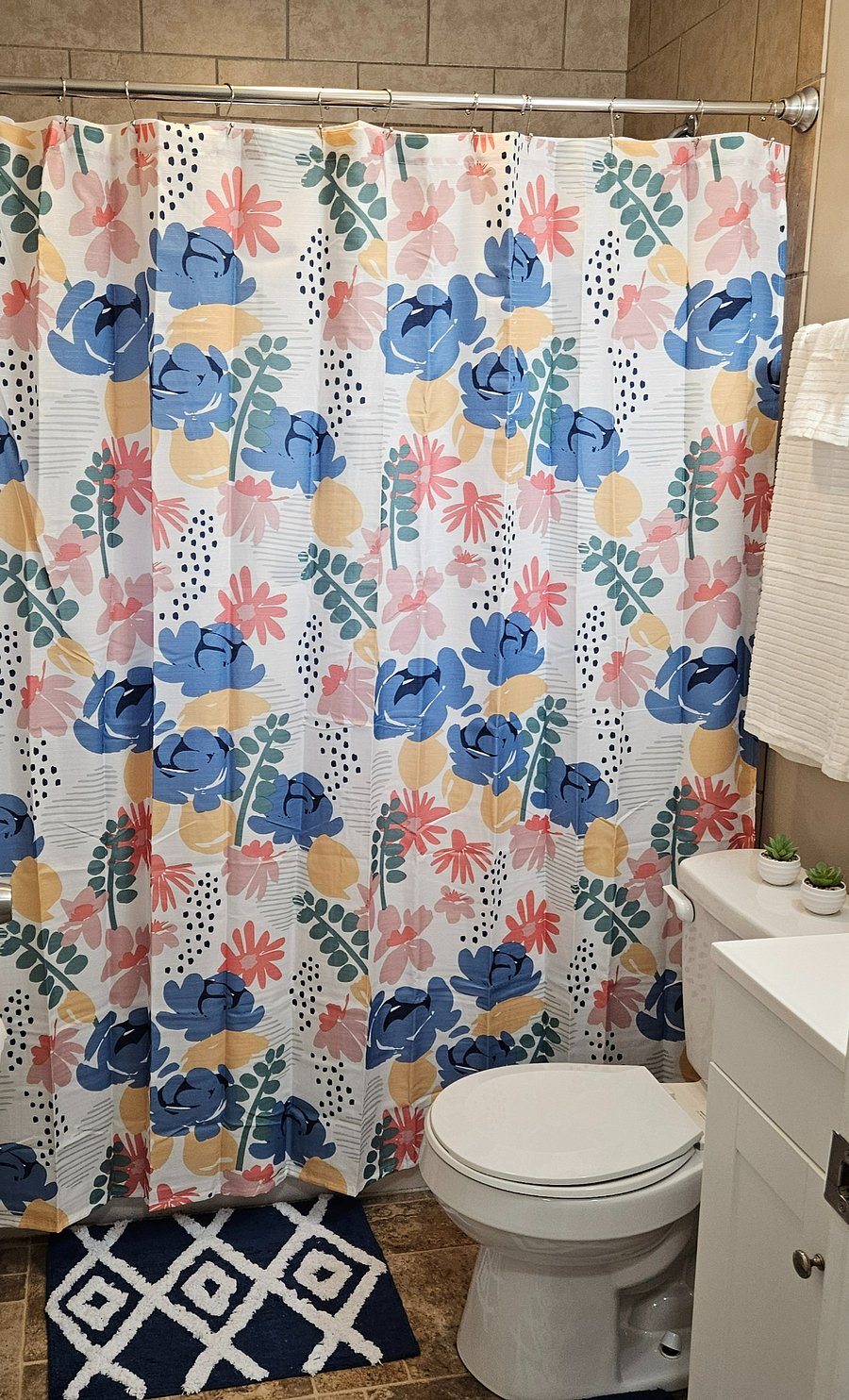All the essentials are covered in this charming bathroom setup.