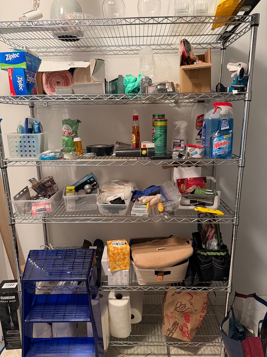 supplies next to kitchen. Heatr and furnace in same room.