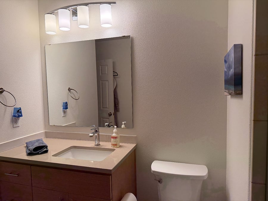 Second bathroom sink next to toilet.
