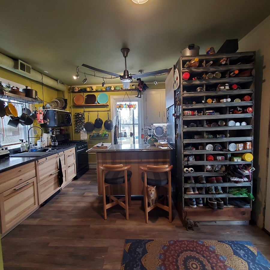 kitchen pantry and island