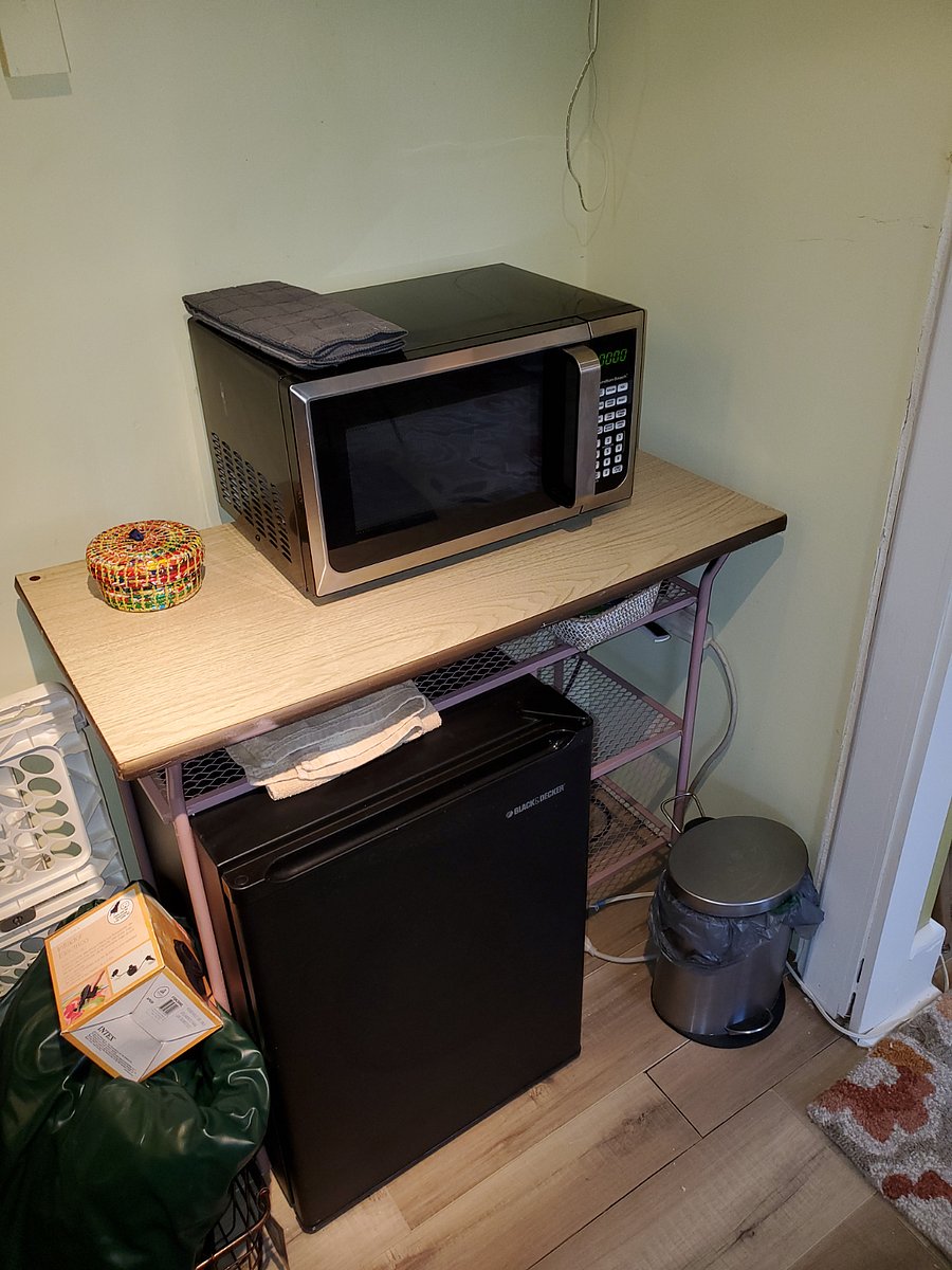 2nd floor accessory microwave, One cup Keurig, ironing board, linen storage, etc.