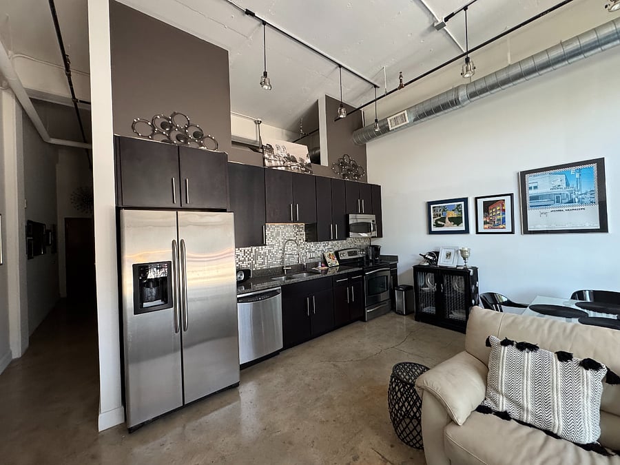 Full size refrigerator, dish washer, stove