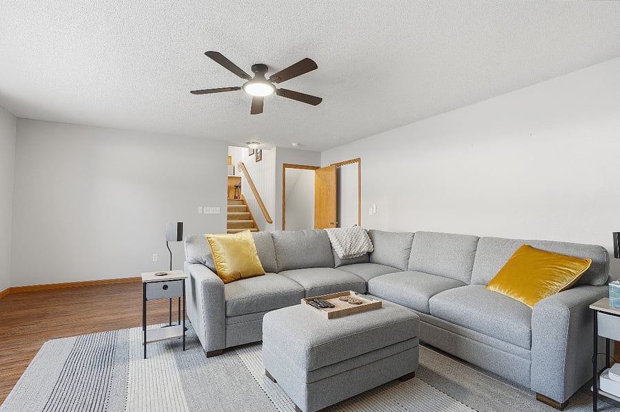 The recreation room provides a great additional space for relaxing and lounging while watching the away Hawkeye football games.