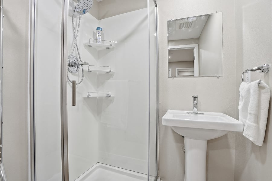 The basement bathroom is brand new and provide a great third bathroom for the house.