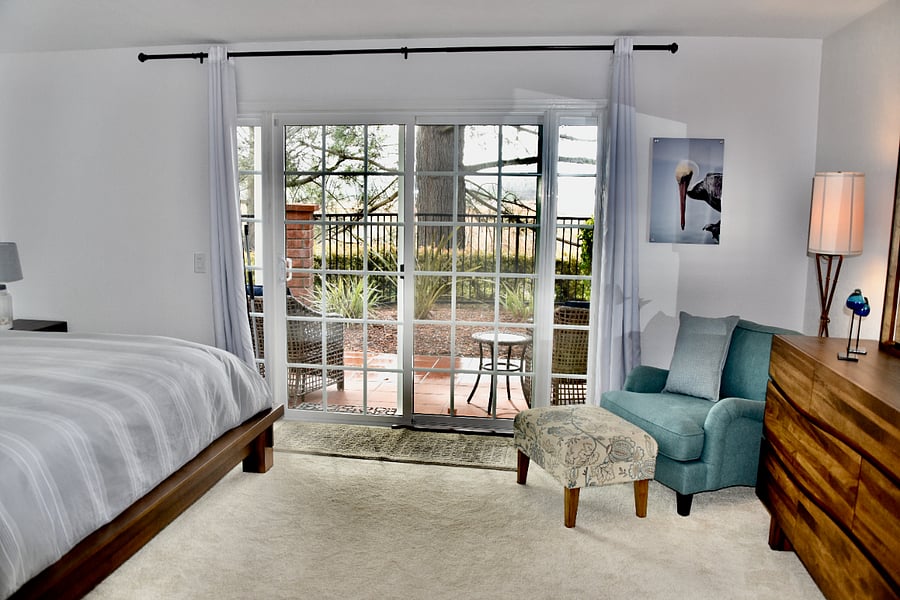 Master bedroom patio view of the lagoon.