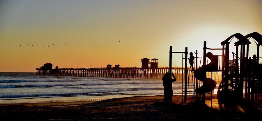 Oceanside Pier is a short bike ride away