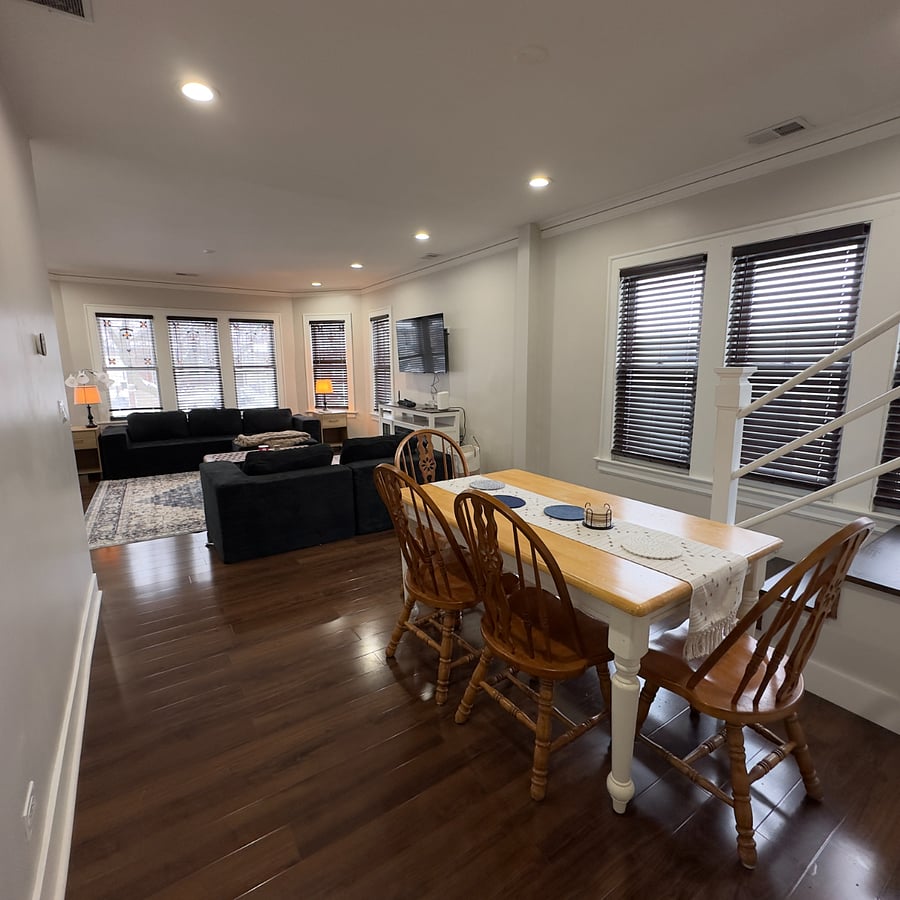 Dining table with 4 chairs and bench