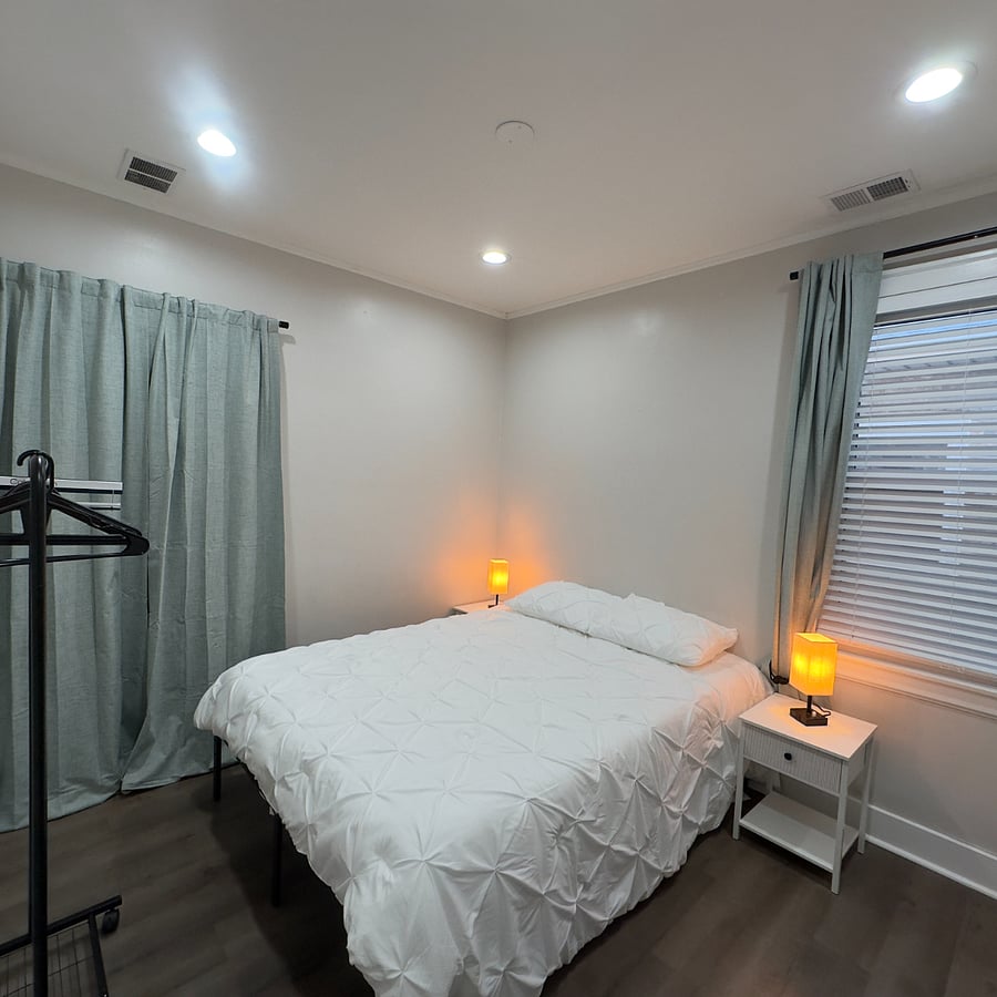 Queen size bed on main floor