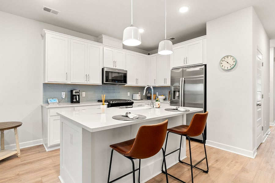 Complete kitchen with gas stove and stainless steel appliances.  Microwave/air fry/convection oven.