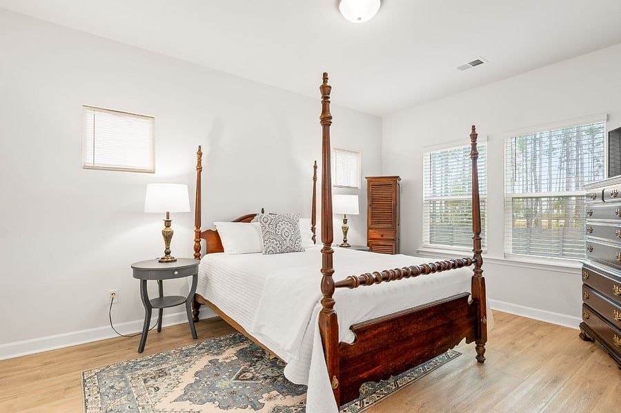 Master bedroom with oversized windows.