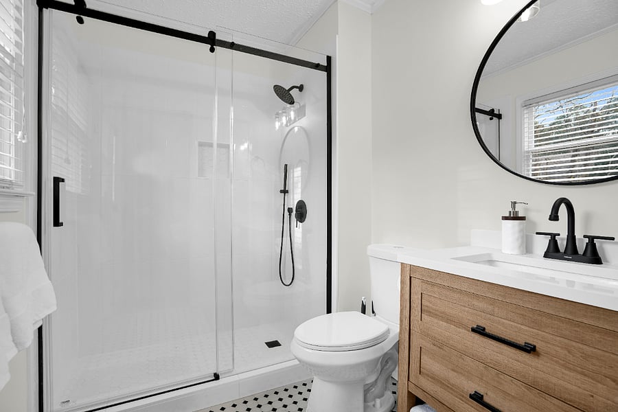 Walk-in shower, updated primary bath