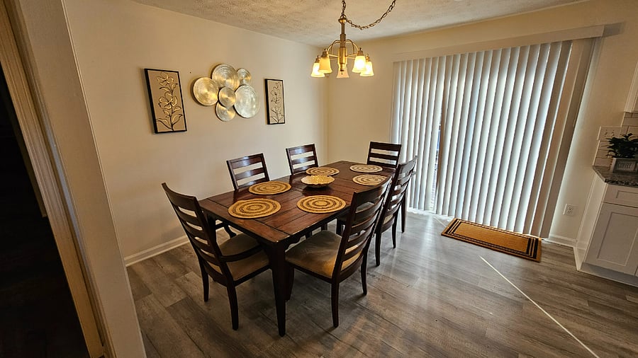 Sturdy table in dining room- open to kitchen.