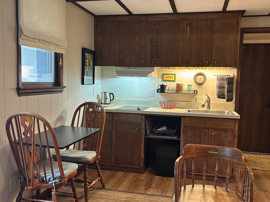 Kitchen with full sized refrigerator