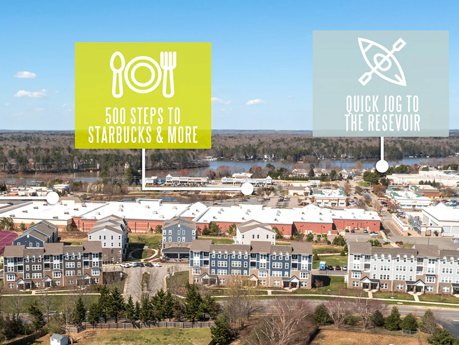 Community location convenient to shopping entertainment and outdoor activities