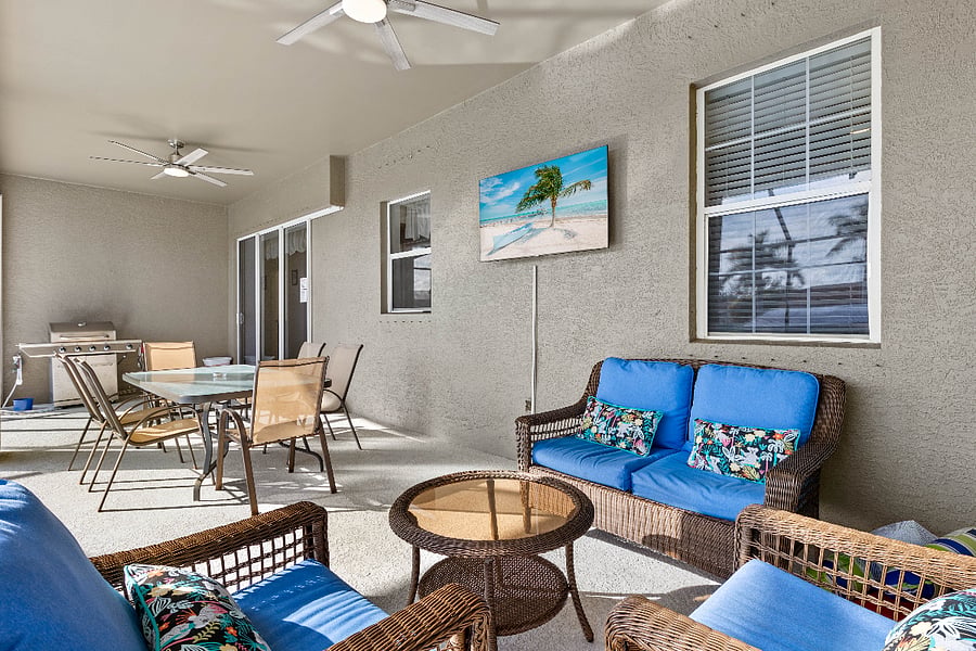 Enjoy your favorite game or show while relaxing by the pool or entertaining guests.