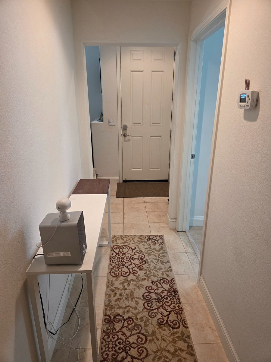Front door and room entrance from garage door