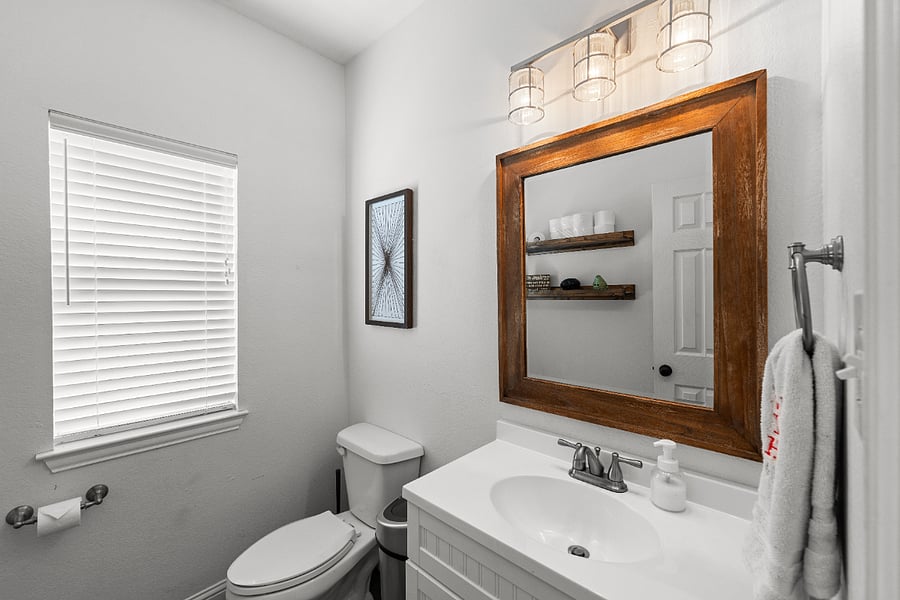 Neat, convenient powder room on the main level.