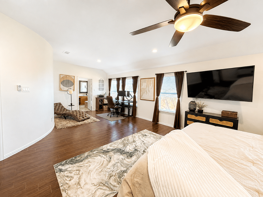 Workspace and lounge area in master bedroom.