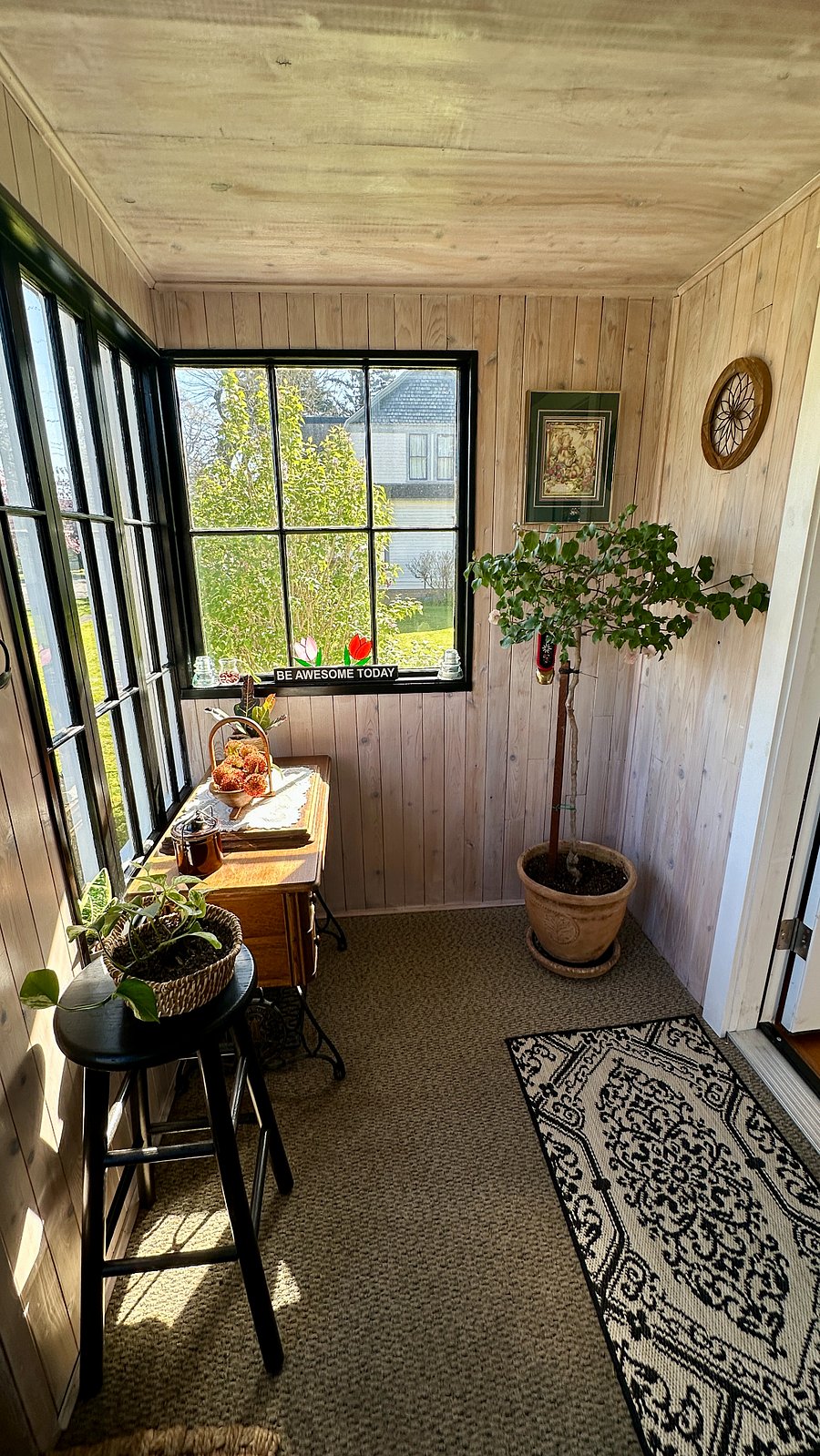 Covered front porch - great place to sit, read, and look at the beautiful skies.