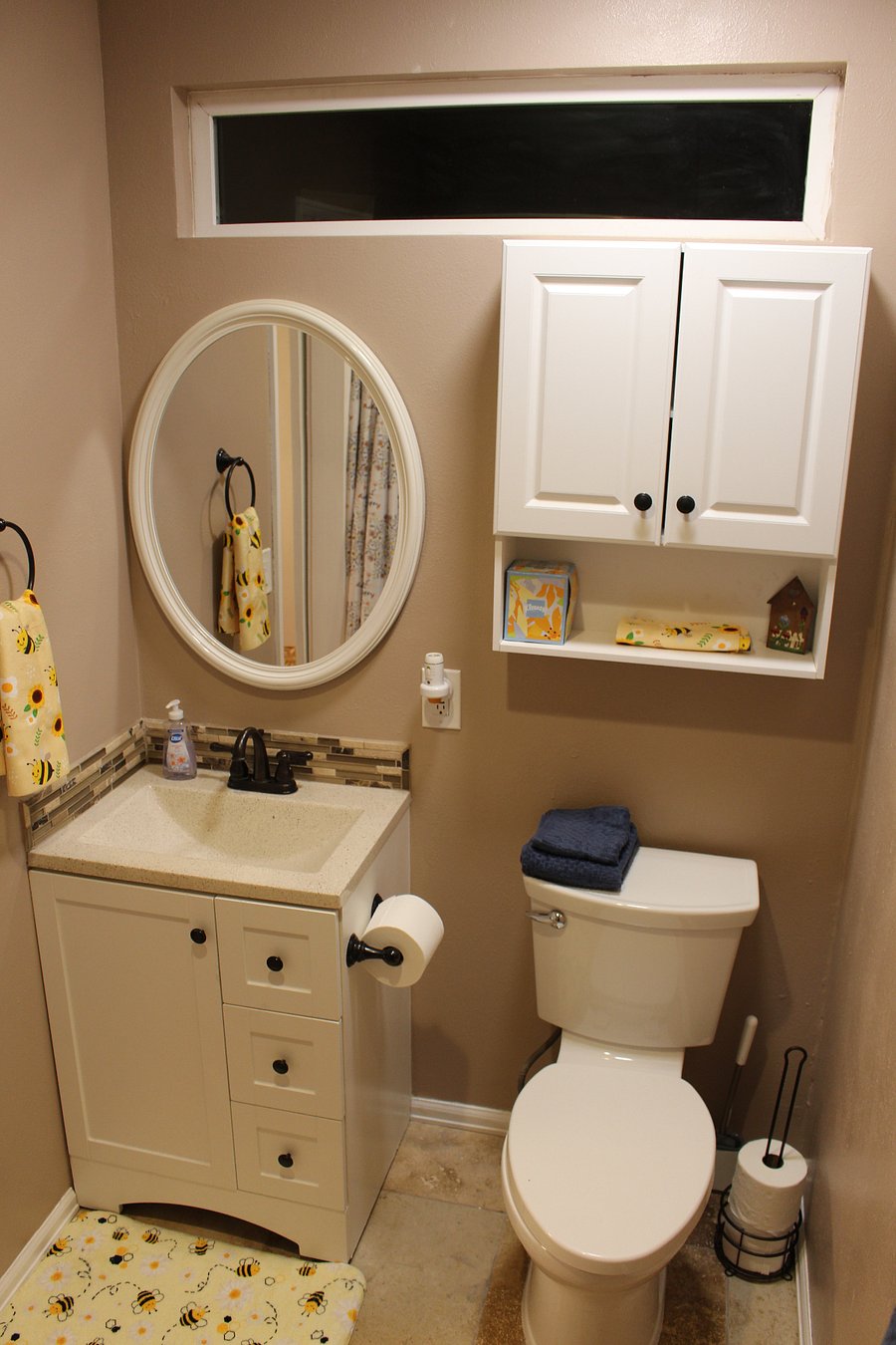 Primary bathroom with bathtub and shower