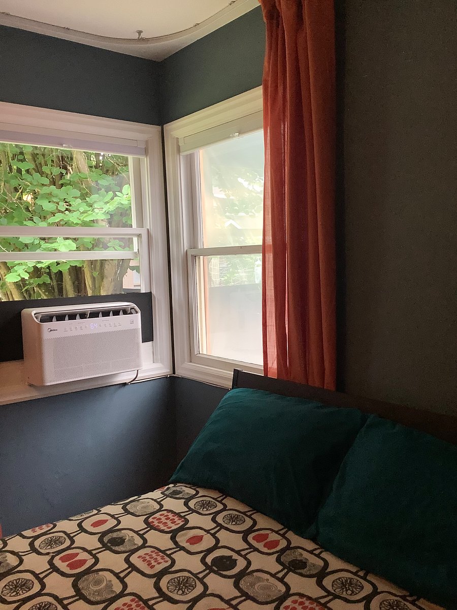 New A/C unit since its Summer! Which also serves as a fan to provide fresh air. Super quiet, has oscillating feature and can be controlled via remote or an app on your phone.