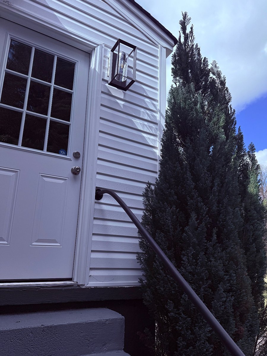 This is the backdoor that is located near the Laundy room.  it leads to the backyard.  It has a sturdy rail to walk down the steps. 