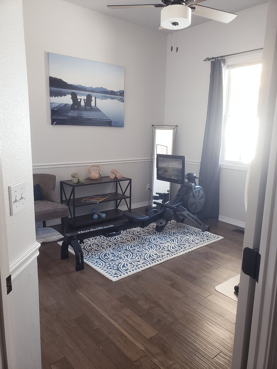 Strength training, office, and storage room