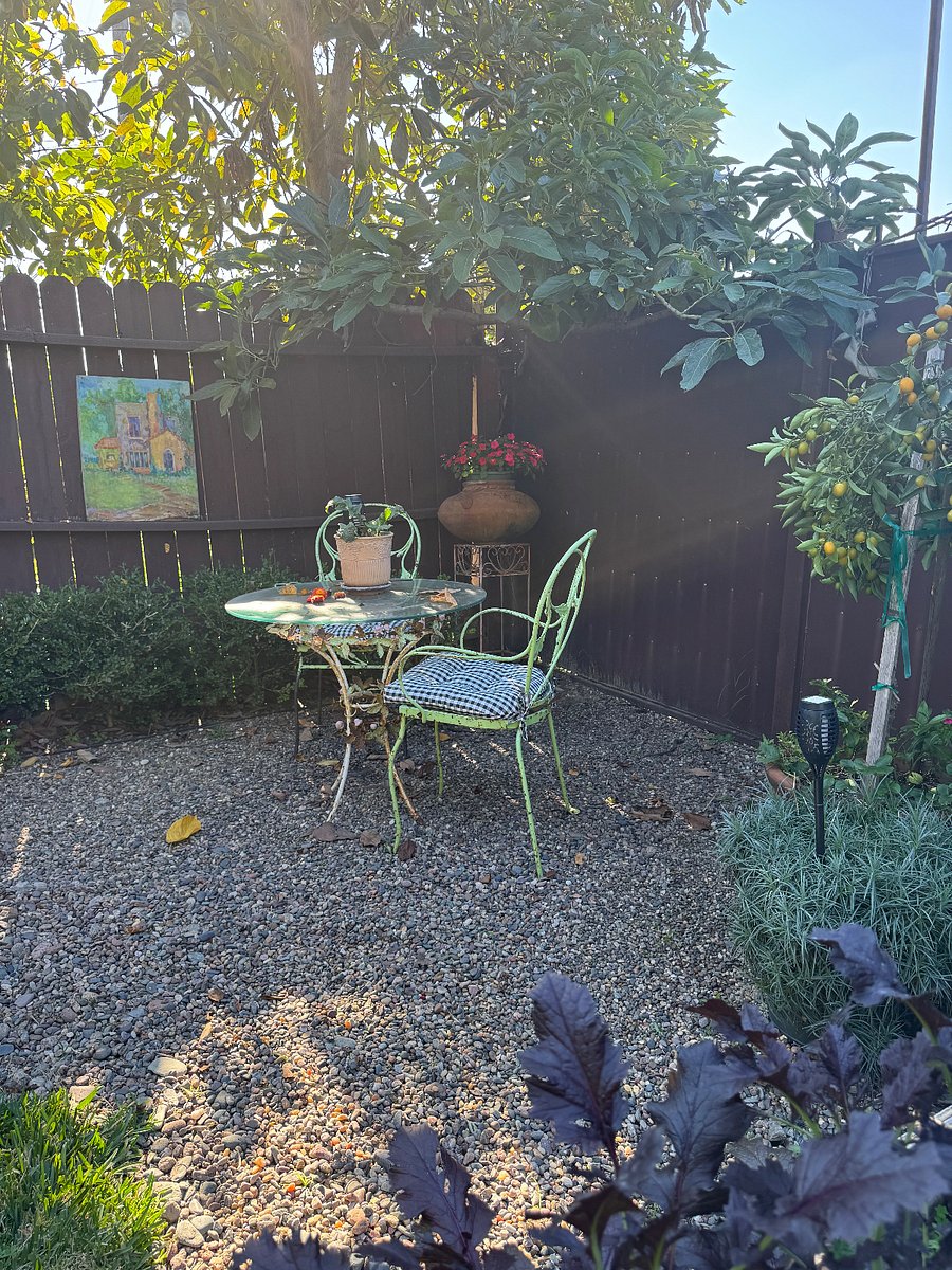 private Italian seating area next to fountain