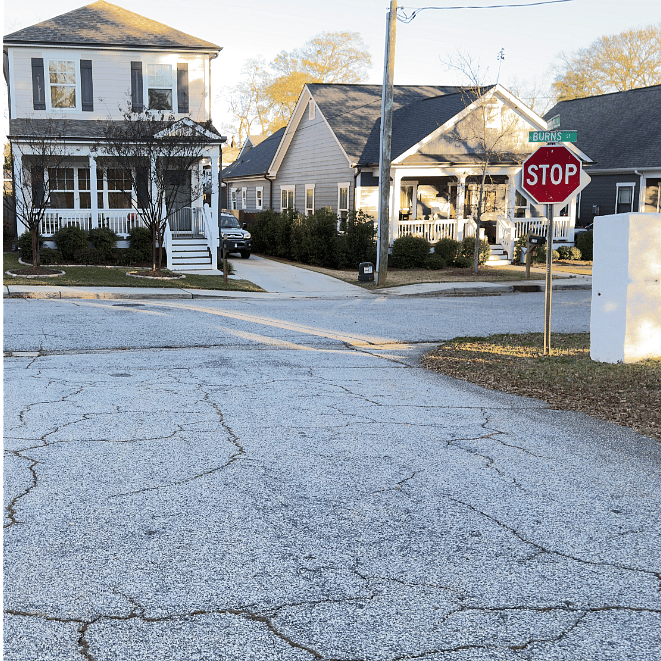 View standing at the home and looking outward toward the street.