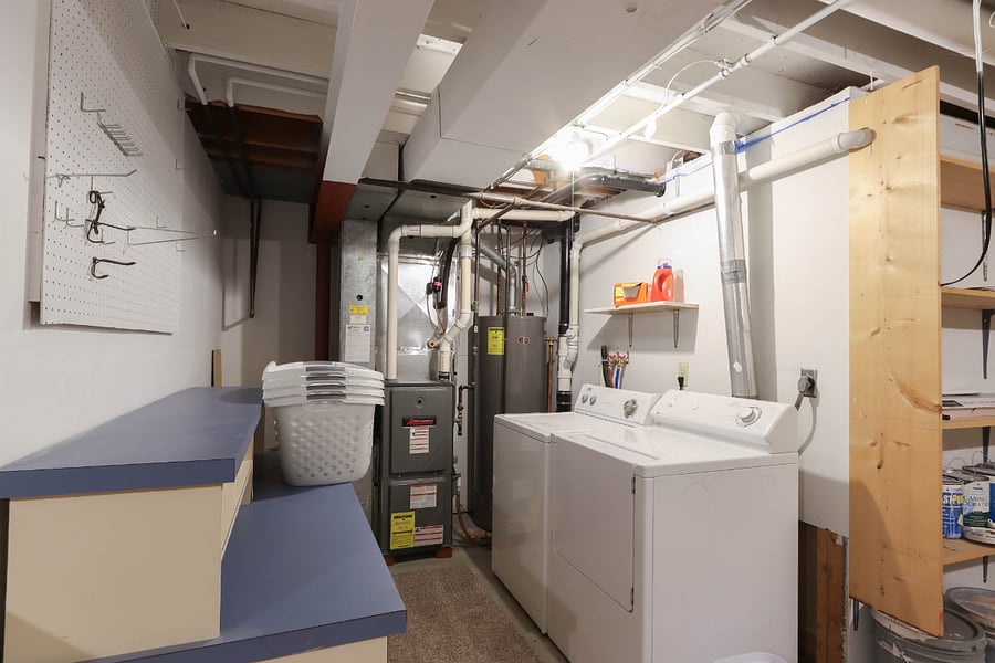 Laundry in unfinshed part of basement