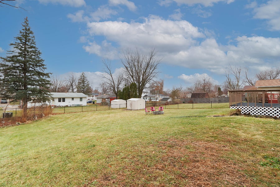 Fenced-in Backyard, deck, firepit.