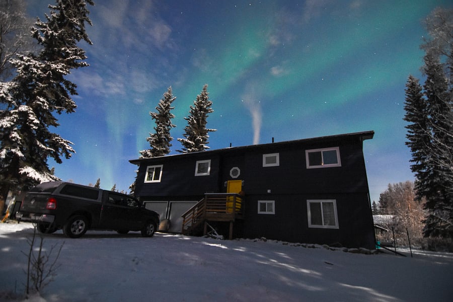 The northern lights are often visible on clear nights. Enjoy the show while you relax in the hot tub or around a campfire!