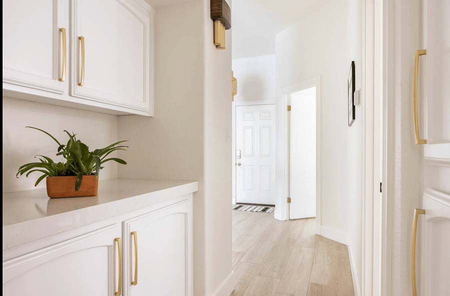 Hallway storage, directly outside of the previously shown bathroom.