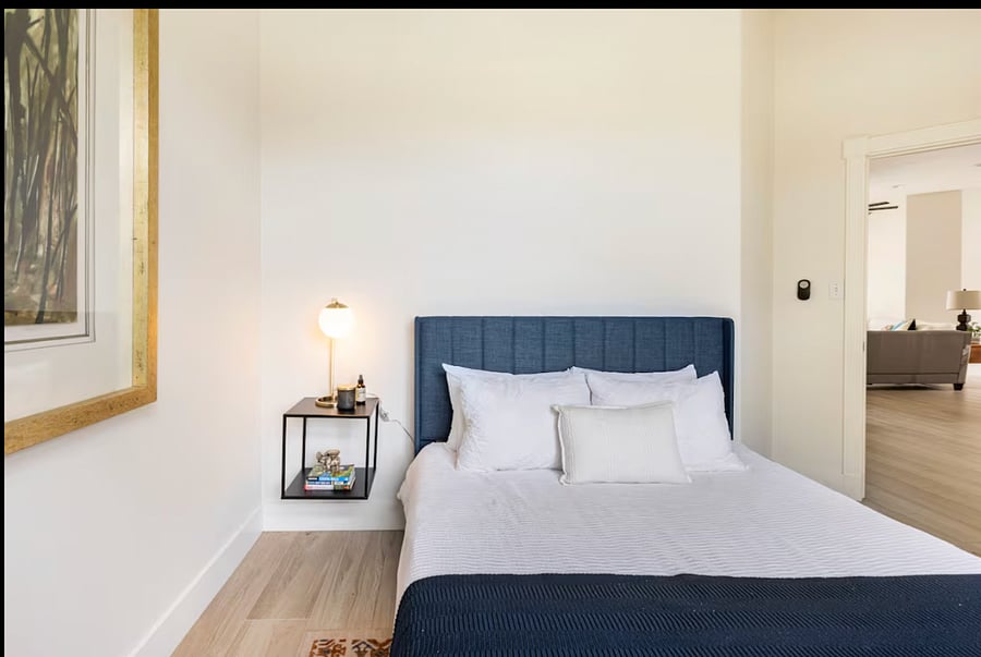 Bedroom available for rent. All furnishings shown are brand new and included, and a TV (not pictured) is also provided for your use. Bed is a queen.