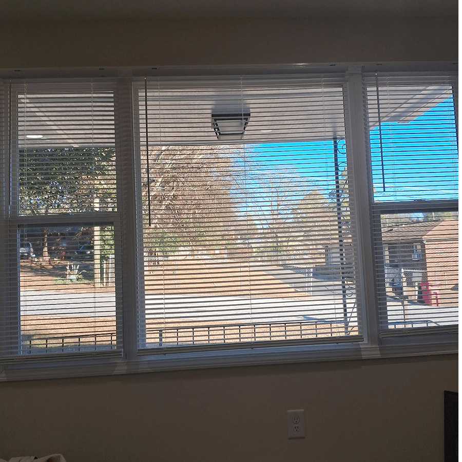 Sunny east-facing front porch windows.