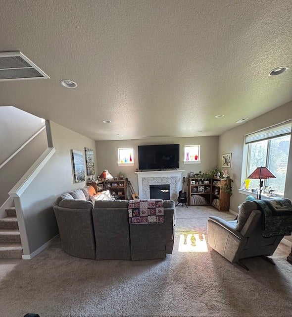 Living room with gas fireplace and smart tv