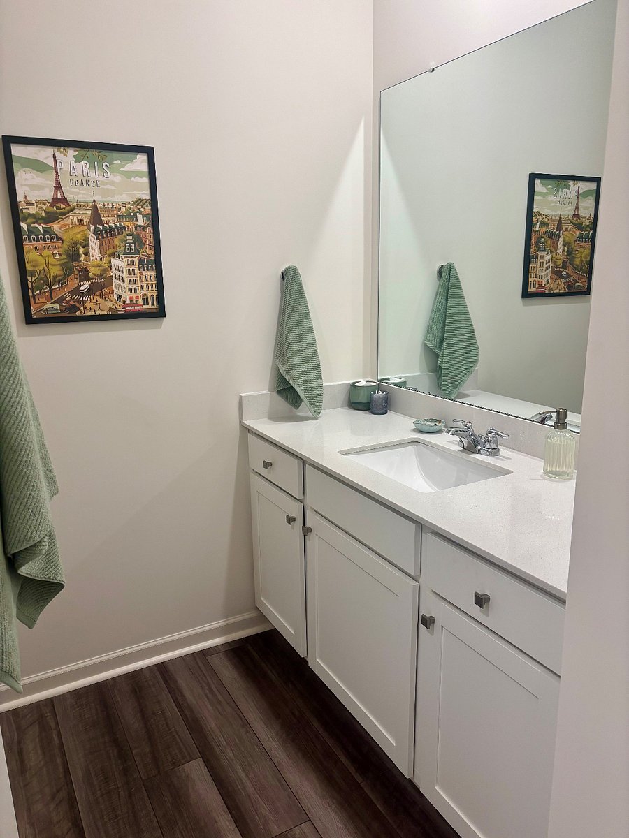 Primary bathroom with large linen closet.