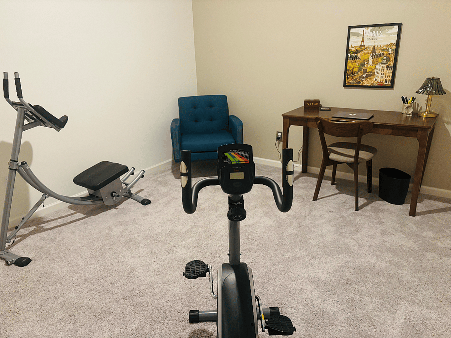 Private den you can use for your work space. It's a great place to use for a workout area as well.