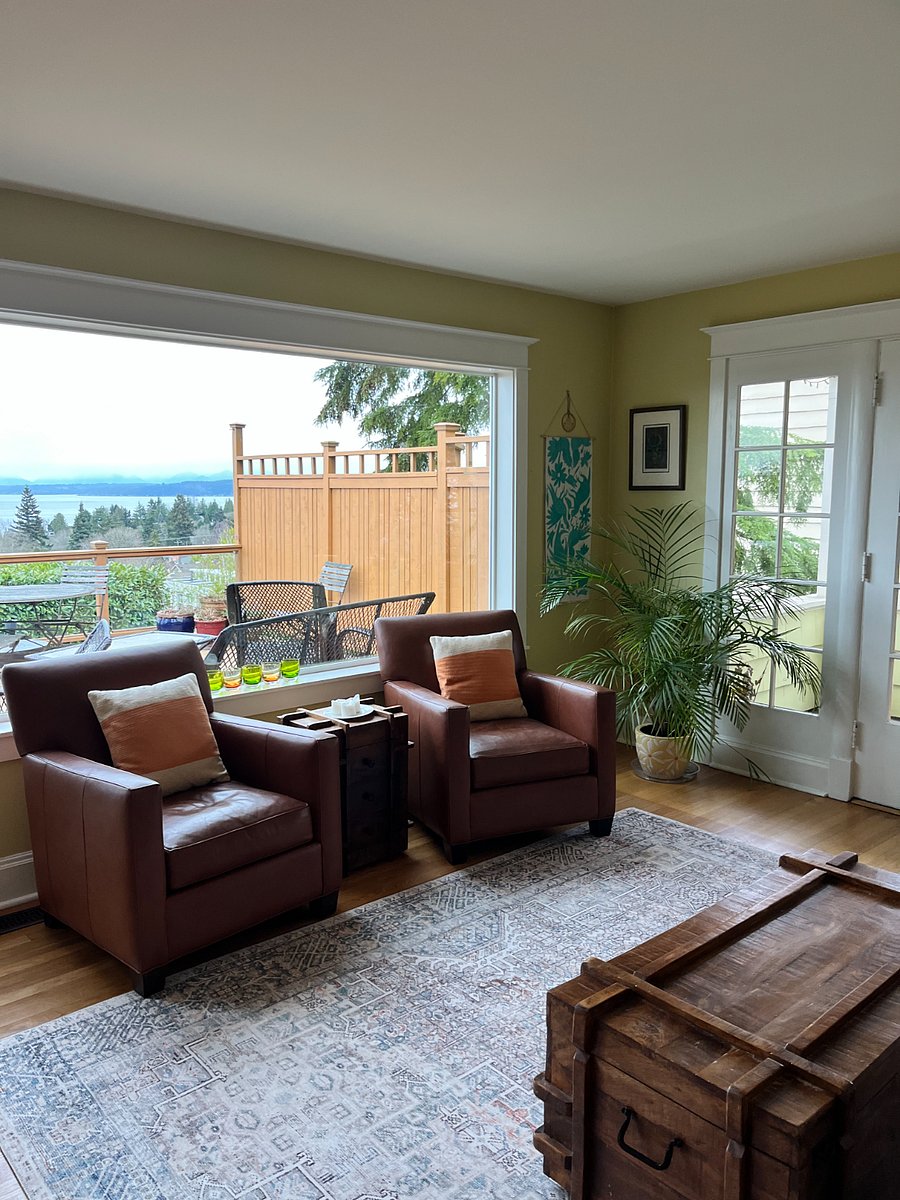 Living room with deck