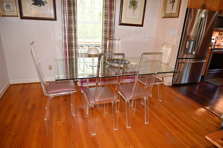 Unique, custom designed dining table directly off the kitchen