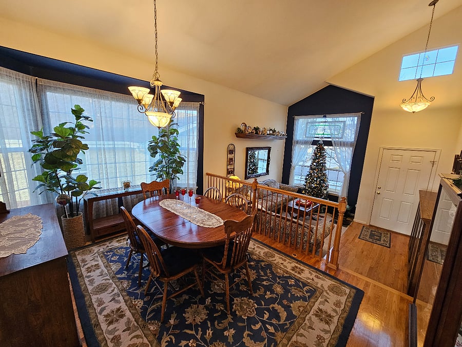 Dining room and living room behind