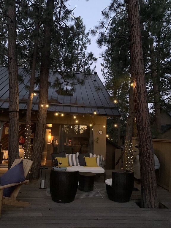 Summer nights in Sunriver. Plenty of outdoor furniture to relax and enjoy the view