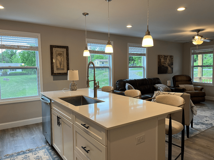 Lots of windows in living area